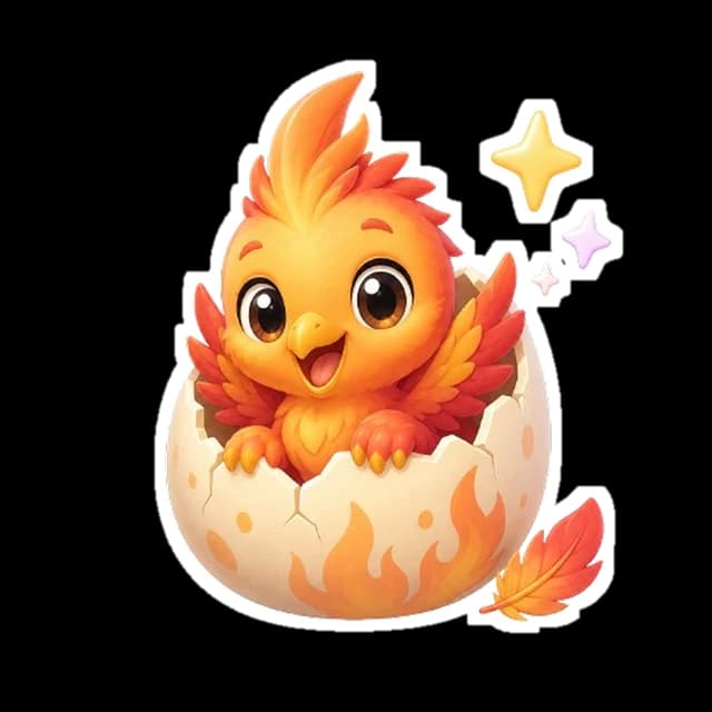 The Phoenix hatchling popping out of an open book